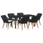 vidaXL Tuin eettafelset met kussen 7 pcs Zwart poly rattan, Verzenden, Nieuw, Rotan