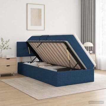 vidaXL Opbergbed met matras met hoofdeinde Blauw 90 x 200 cm, Verzenden, Nieuw, Eenpersoons, Blauw