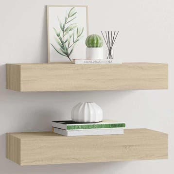 vidaXL viaXL Wandschappen 2 st met lade 60x23,5x10 cm MDF, Verzenden, Nieuw
