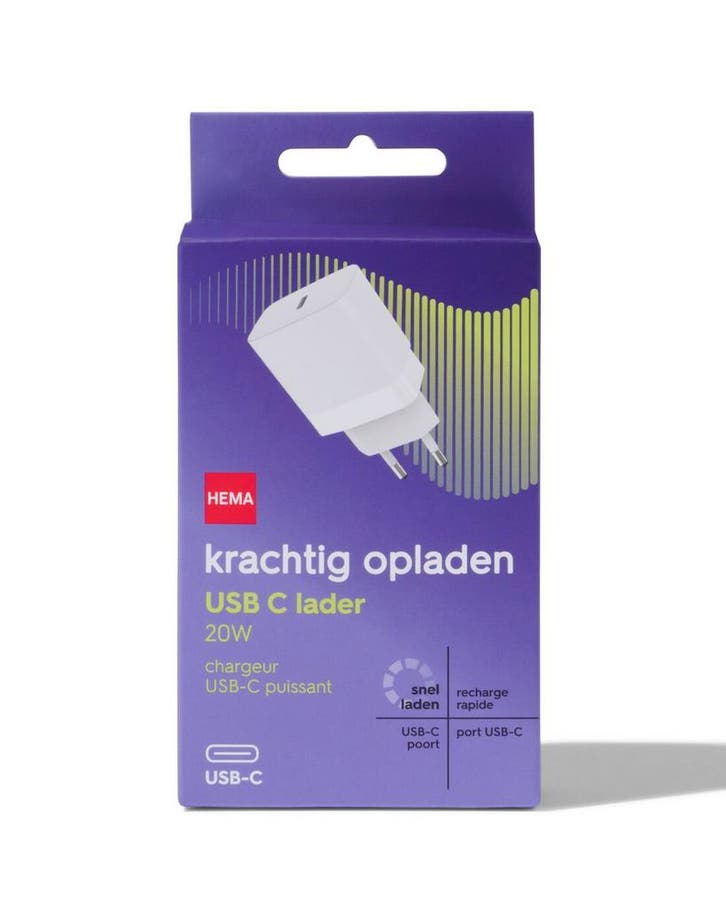 HEMA Oplader USB-C wit, Computers en Software, Overige Computers en Software, Nieuw, Verzenden