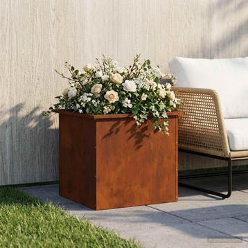 vidaXL Plantenbak met led Roestkleurig 50 x 60 x 48 cm, Tuin en Terras, Verzenden, Nieuw, Metaal, 60 tot 100 cm