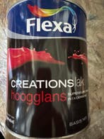 Flexa creations lak hoogglans - zwart - 1 liter, Zwart, Nieuw, Ophalen of Verzenden, Lak