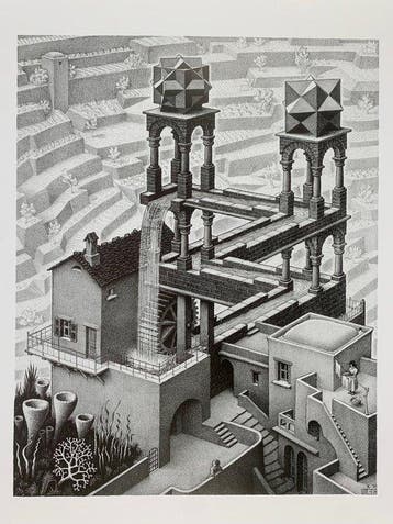 M.C. Escher (1898-1972) - – “Waterfall” – Publisher Print –