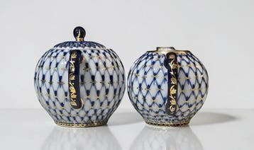 Lomonosov - Suiker en roomstel (2) - Cobalt Net - Porselein