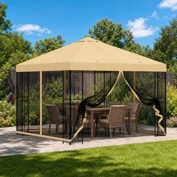 vidaXL Tuin Gazebo met Zijwanden 3 x 3 m Crèmekleurig, Tuin en Terras, Verzenden, Nieuw