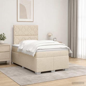 vidaXL Boxspringbed met matras Crèmekleurig 120 x 190 cm, Verzenden, Nieuw, Twijfelaar, Crème