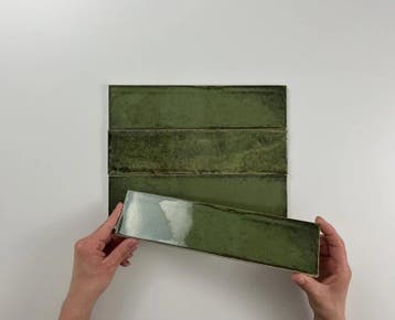 Wandtegel Equipe Cerámica Alchimia Olive Groen Glans 7,5x30, Nieuw, 20 tot 40 cm, 10 m² of meer, Wandtegels