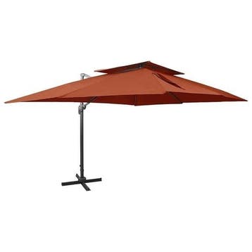 Luxe Zweefparasol 360 | 35% Korting | Retourdeal, Kantelbaar, Ophalen of Verzenden, 3 tot 4 meter, Zweefparasol