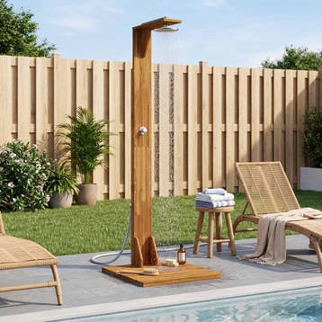 vidaXL Buitendouche 219 cm Massief acaciahout en roestvrij, Verzenden, Nieuw