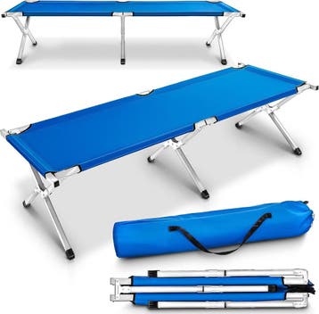 Veldbed - 1 Persoons - Kampeerbed - Stretcher - Blauw - TRES, Verzenden, Zo goed als nieuw