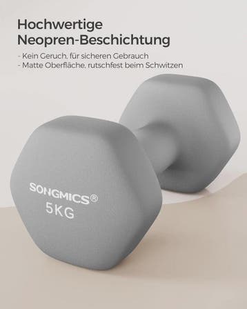 SONGMICS Dumbbell Set 2x5 kg - Hexagon Vorm met Neopreen Coa, Verzenden, Nieuw