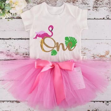 2-delig 1e verjaardag setje Flamingo, Jurkje of Rokje, Nieuw, Sweet-One, Verzenden