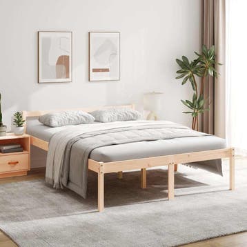 vidaXL Seniorenbed massief grenenhout 160x200 cm, Bruin, Verzenden, 200 cm, 160 cm