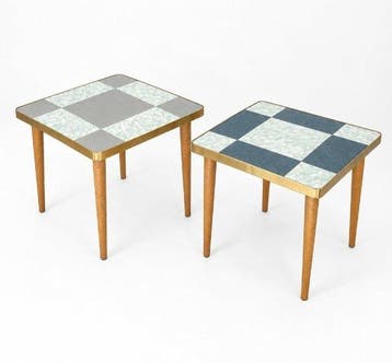 Set bijzettafels - Keramiek, Hout, Metaal - Een paar vintage