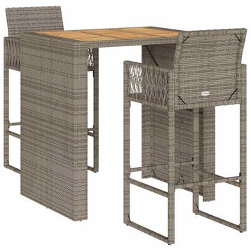 vidaXL 3-delige Tuinbarset zonder kussens poly rattan acacia, Verzenden, Nieuw, 2 zitplaatsen