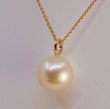 Hanger - 14 karaat Geel goud - 11×12 mm Zuidzee parel