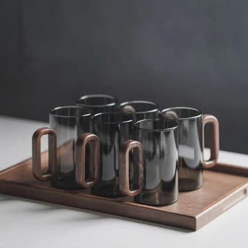 Glazen Mok met Houten Handvat - Hittebestendig & Grote Capac, Verzenden, Nieuw
