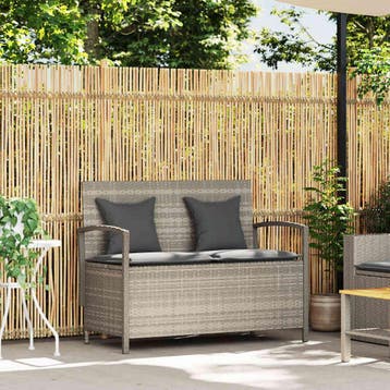 vidaXL Tuinbank met kussen poly rattan lichtgrijs, Verzenden, Nieuw