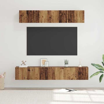 vidaXL Tv-meubelset 5 st Oud Hout Bewerkt hout, Minder dan 50 cm, Verzenden, Nieuw, Minder dan 100 cm