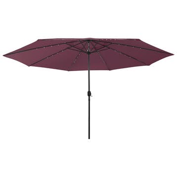 vidaXL Parasol met LED-verlichting 400 cm bordeauxrood, Verzenden, Nieuw, Meer dan 4 meter