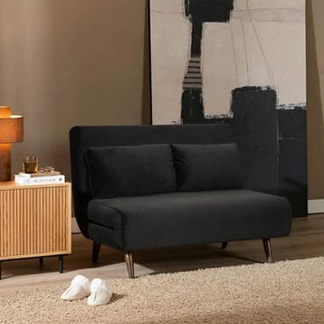 50% Korting: Velvet slaapbank 1,5 persoons Kristian zwart, Ophalen, Zo goed als nieuw, Velvet chique, Modern