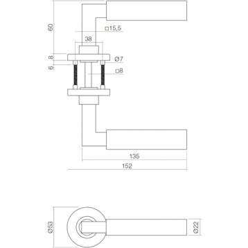 Intersteel Deurkruk Baustil op rozet - RVS, Verzenden, Nieuw