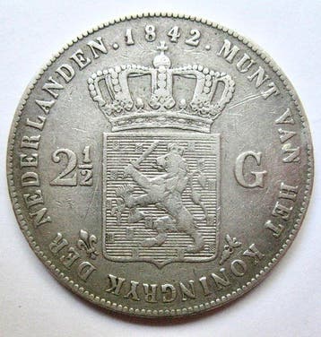 Nederland. Willem II. 2 1/2 Gulden 1842 (Zonder