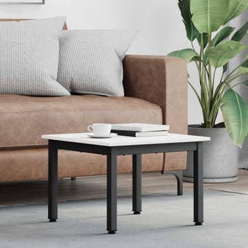 Industriele Salontafel | Wit/Hout | Laatste Stuk!, Gebruikt, 50 tot 100 cm, Vierkant, Minder dan 50 cm