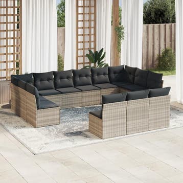 vidaXL 13-delige Loungeset met kussens poly rattan, Verzenden, Nieuw, Loungeset