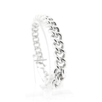 Massief zilveren gourmet schakelarmband., Sieraden, Tassen en Uiterlijk, Armbanden, Ophalen of Verzenden, Gebruikt, Zilver, Zilver