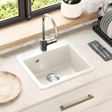 vidaXL Wasbak 80% Kwarts en 20% Hars 470 x 440 mm Wit, Verzenden, Nieuw