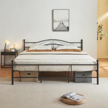 Metalen bedframe Florenz incl. matras 180x200 cm zwart, Verzenden, Nieuw