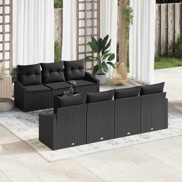 vidaXL Bankstel 8 st Zwart poly rattan, Verzenden, Nieuw, Rotan, 8 zitplaatsen
