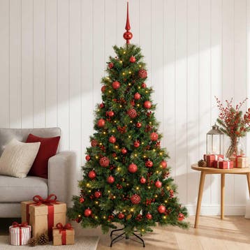 vidaXL Kunstkerstboom met kerstbal 150 cm 150 LEDs Warmwit, Diversen, Verzenden, Nieuw