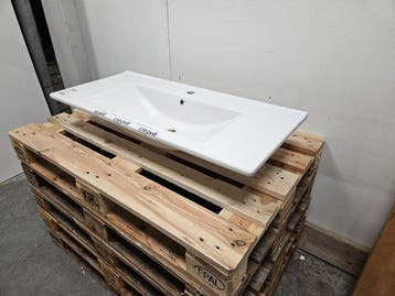 Wastafel 100 x 45 cm keramiek wit met 1 kraangat, Ophalen of Verzenden, Nieuw, Bad