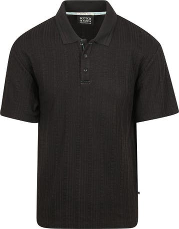 Scotch And Soda Knitted Polo Structured Zwart maat M Heren, Zwart, Scotch and Soda, Nieuw, Verzenden