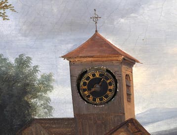 Een schilderijklok/ tableau horloge, Zwitserland,19e eeuw