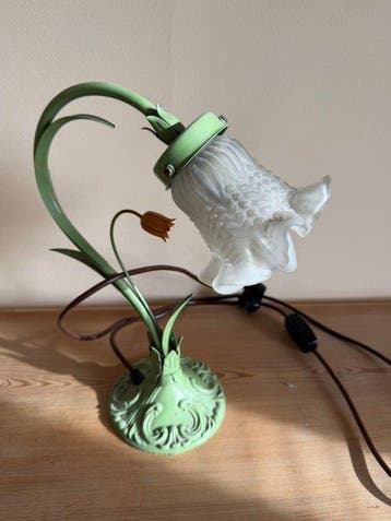 Lamp - Metaal, Glas - Bloemen Tafellamp