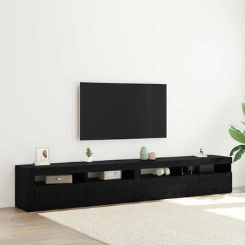 vidaXL Tv-meubelset 3 st Zwart Eiken Bewerkt hout, Minder dan 50 cm, Verzenden, Nieuw, Minder dan 100 cm