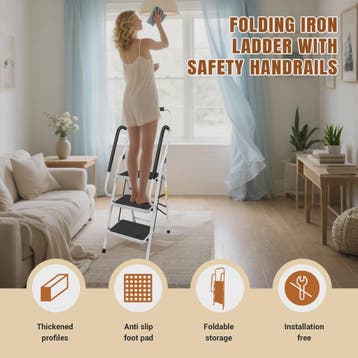 Opvouwbare ijzeren trap met handgrepen en antislip treden -, Verzenden, Nieuw