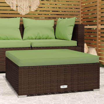 vidaXL Tuinvoetenbank met kussen 70x70x30 cm poly rattan, Verzenden, Nieuw