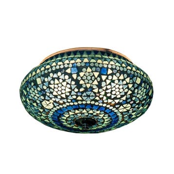 Blauwe oosterse plafonnière mozaïek, Mimoun, Ophalen of Verzenden, Nieuw, Metaal