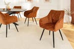 Draaibare Retro Stoel AVIGNON Roestbruin Chenille Zwart, Ophalen of Verzenden, Nieuw