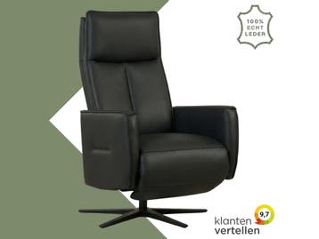 Leren handmatige relaxfauteuil Honor - Massif Nero (zwart), Huis en Inrichting, Fauteuils, Nieuw, Ophalen of Verzenden, Modern