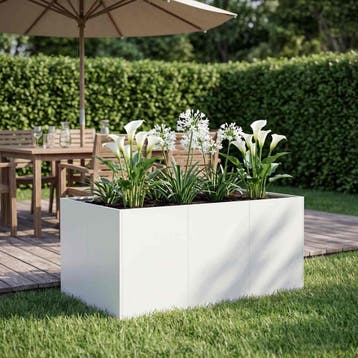 vidaXL Plantenbak Wit 120 x 80 x 60 cm Koudgewalst staal, Tuin en Terras, Verzenden, Nieuw, Metaal, 60 tot 100 cm