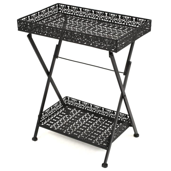 vidaXL Theetafel vintage stijl inklapbaar 58x35x72 cm metaal, Huis en Inrichting, Tafels | Bijzettafels, Nieuw, 60 cm of meer