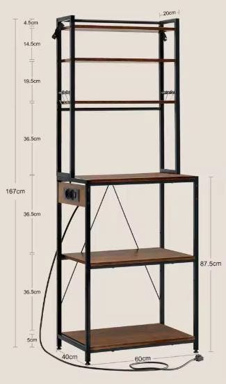 Keukenrek met Stopcontact en 6 Planken – 60×39,5×167 cm, Verzenden, Nieuw