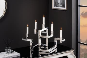 Elegante kandelaar ABSTRACT 50cm zilver voor vijf kaarsen, Ophalen of Verzenden, Nieuw