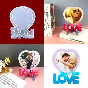 Siliconenmal fotolijstje hart love epoxy resin 16 cm per, Ophalen of Verzenden, Nieuw