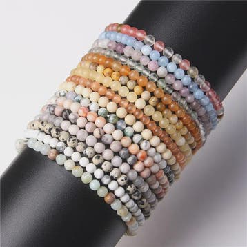 Natuursteen Armband met Kwarts, Kattenoog, Jades & Aquamarij, Verzenden, Nieuw